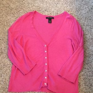 WHBM Pink 3/4 Sleeve Cardigan Sz L
